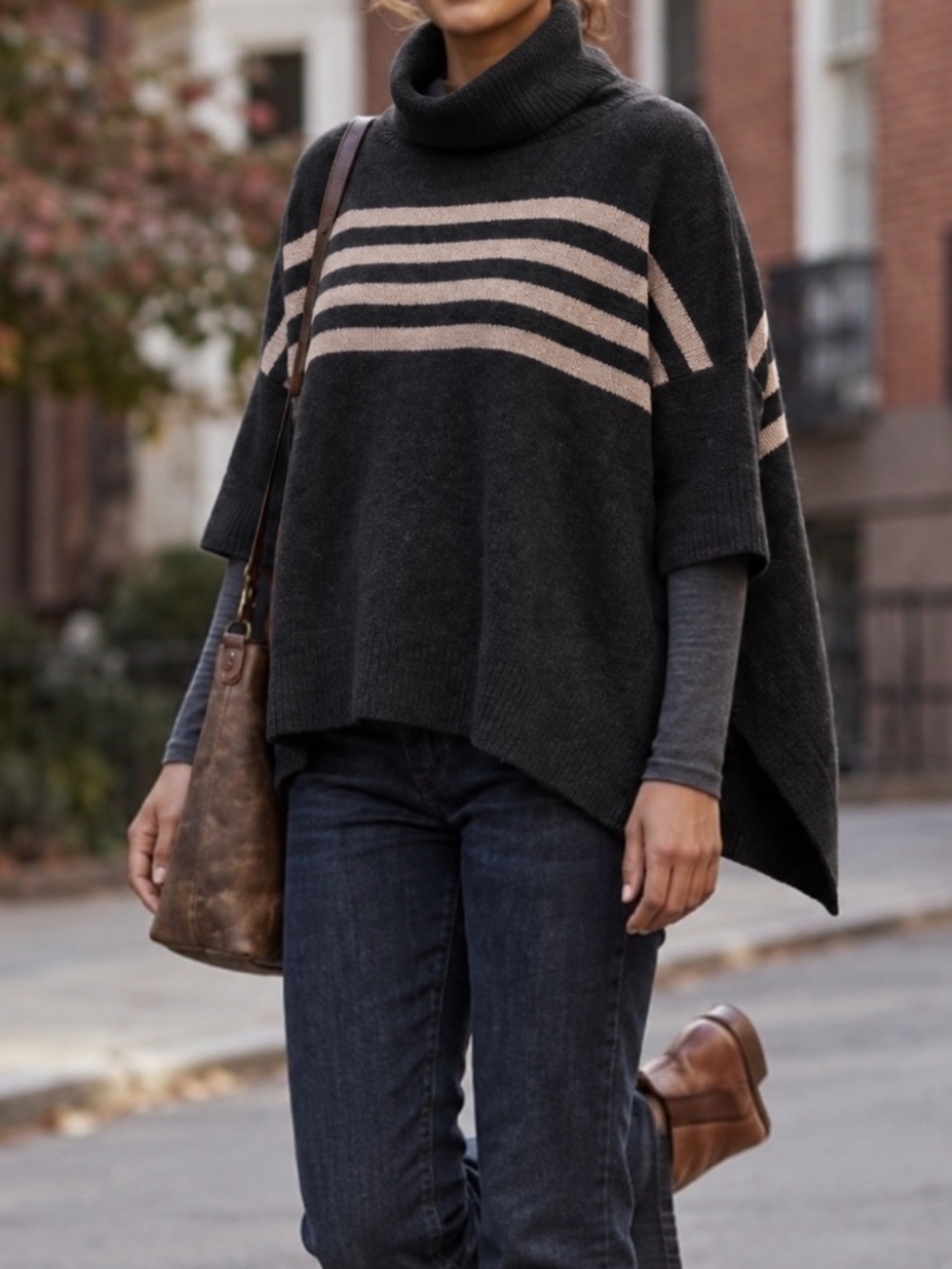 360 Cashmere 100% cashmere poncho turtleneck sweater M